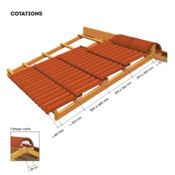 Tuiles Tuile Delta 10 Grand Moule Faiblement Galbée à Relief, à Emboîtement Edilians - Rouge Nuance -Tuile Soldes Magasin cotation 4