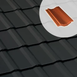 BMI Monier Tuiles Demi-tuile Béton - Perspective - Noire - 42 X 20.5 Cm