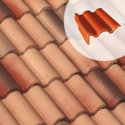 BMI Monier Tuiles Tuile De Rive Gauche En Béton Avec Rabat - Plein Ciel - Silvacane Littoral - 42 X 33.5 X 15.5 Cm