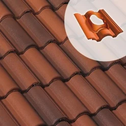 BMI Monier Tuiles Tuile à Douille Béton Pour Système Durovent - Plein Ciel - Badiane - 42 X 33.5 Cm